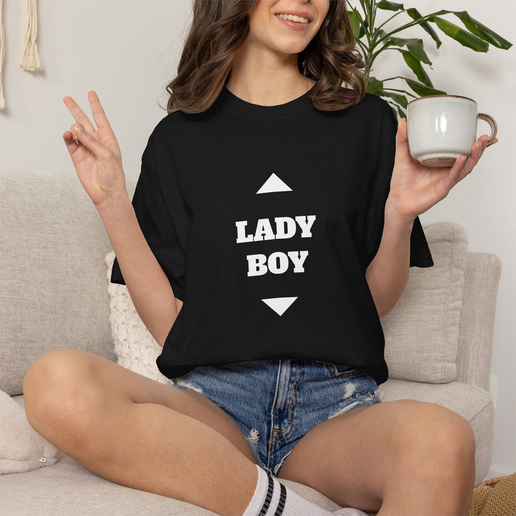 Lady Boy Graphic T-Shirt — Bold Text Tee for Pride & Drag Fans