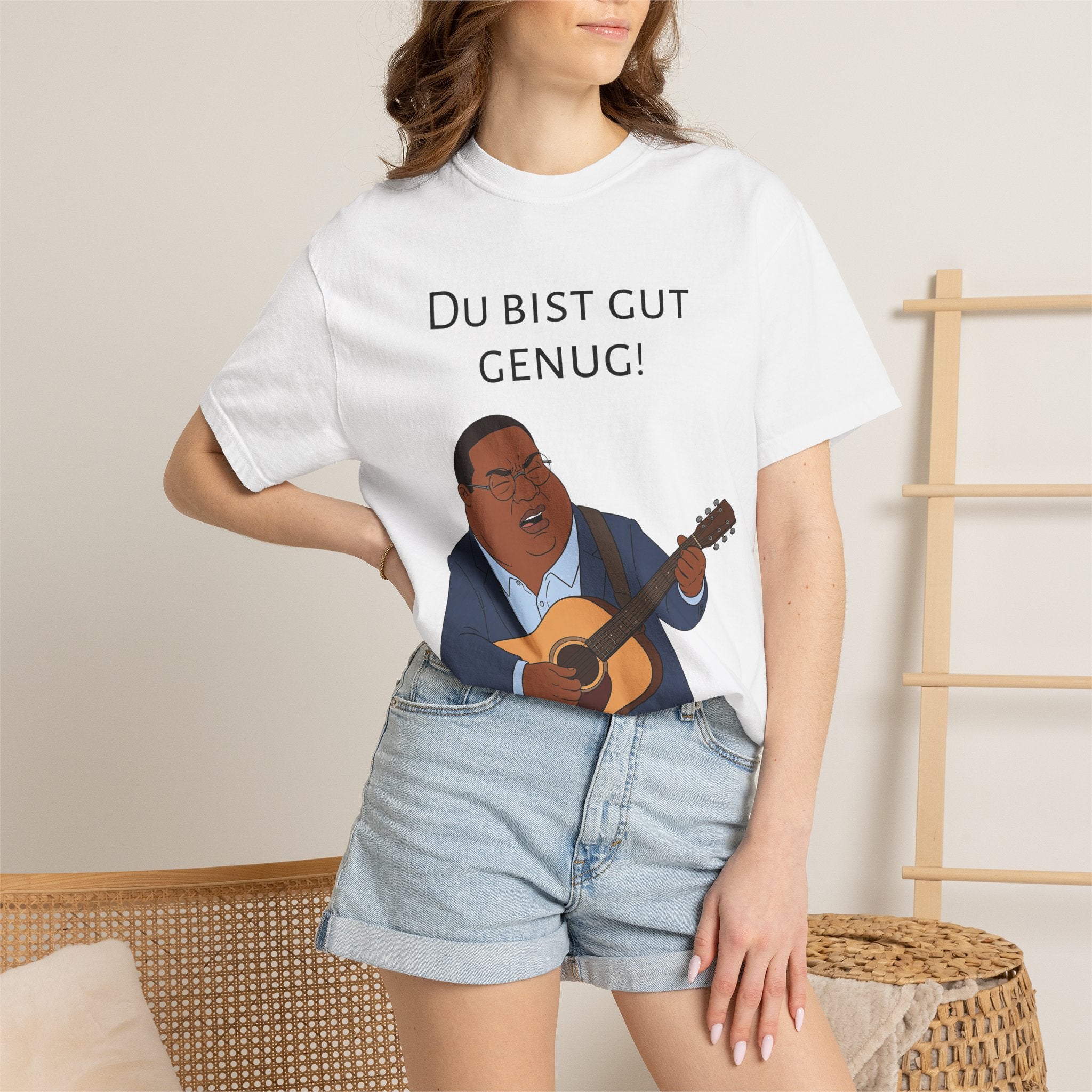 Du bist gut genug! Guitar Singer T-Shirt — Inspirational German Phrase Tee